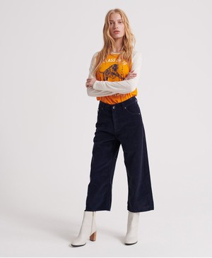 Superdry Phoebe Wide Leg Cord Női Nadrág Sötétkék | BWHFG3501